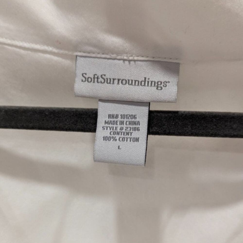 Soft Surroundings White Cowl Neck Roll Tab Blouse Large - Picture 4 of 4
